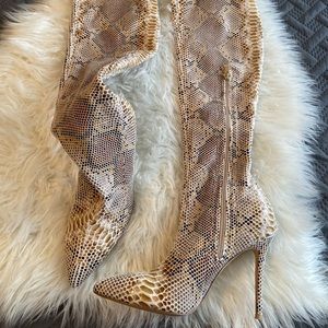 Fashion nova over the knee snake skin boots